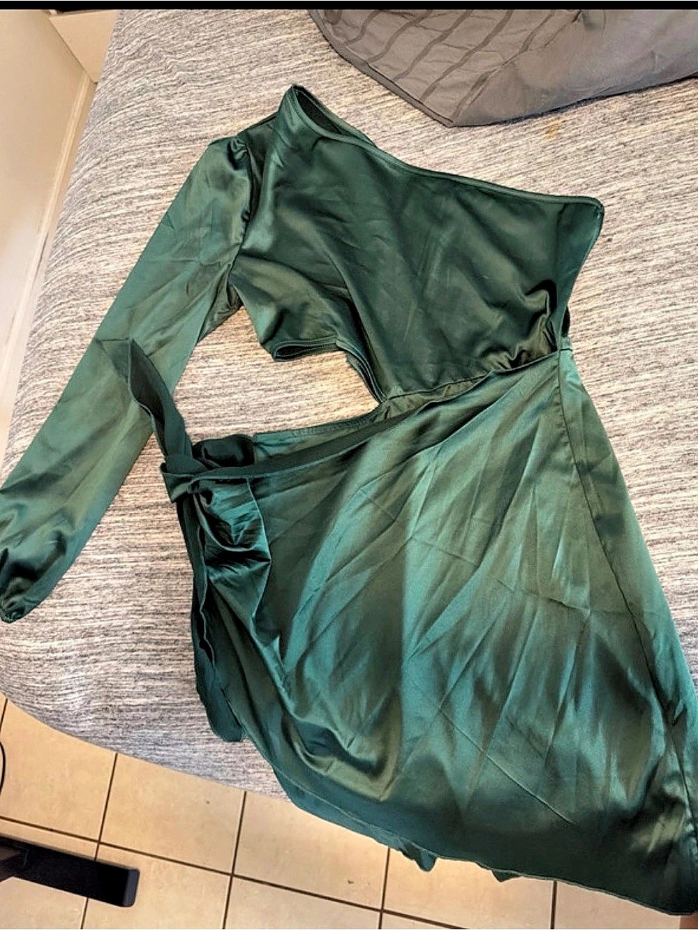 Green Satin Midi Dress Size Large